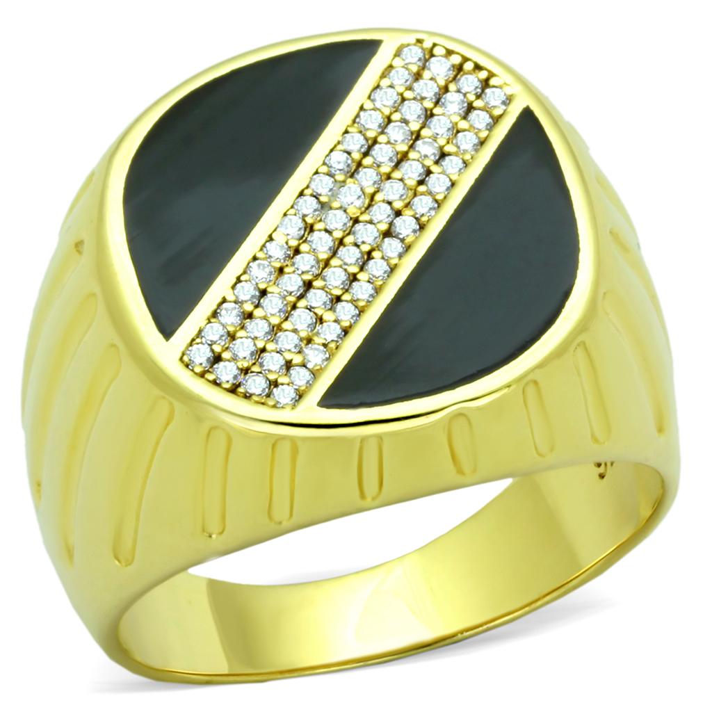 Gold 925 Sterling Silver Ring with AAA Grade CZ  in Clear