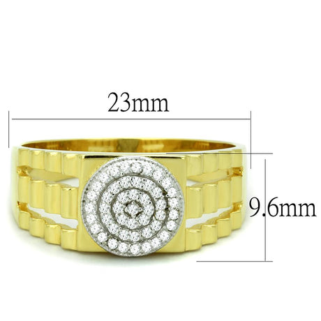 Gold+Rhodium 925 Sterling Silver Ring with AAA Grade CZ  in Clear