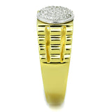 Gold+Rhodium 925 Sterling Silver Ring with AAA Grade CZ  in Clear
