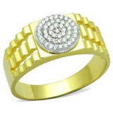 Gold+Rhodium 925 Sterling Silver Ring with AAA Grade CZ  in Clear