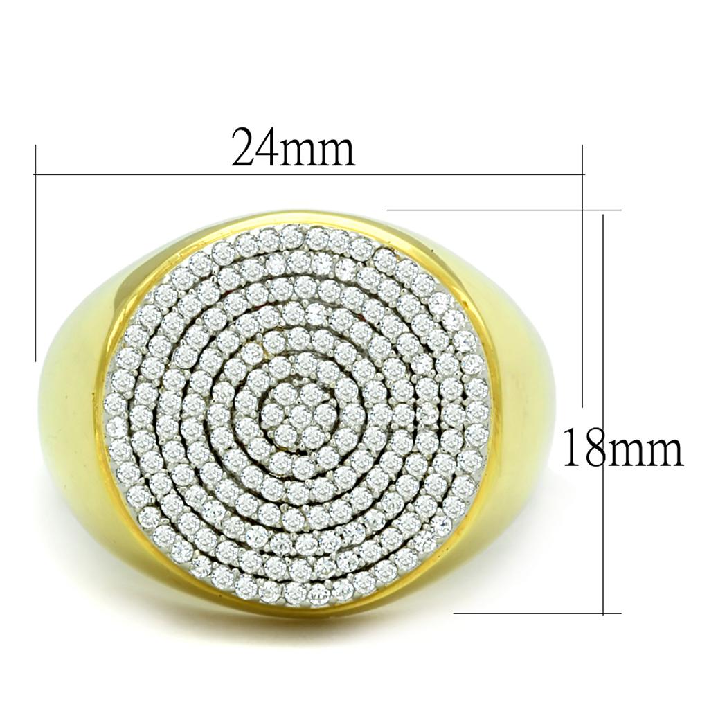 Gold+Rhodium 925 Sterling Silver Ring with AAA Grade CZ  in Clear