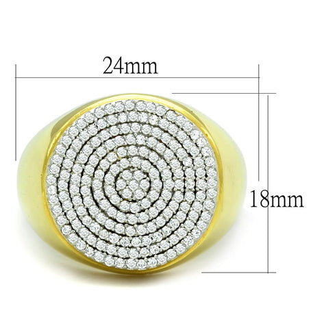 Gold+Rhodium 925 Sterling Silver Ring with AAA Grade CZ  in Clear