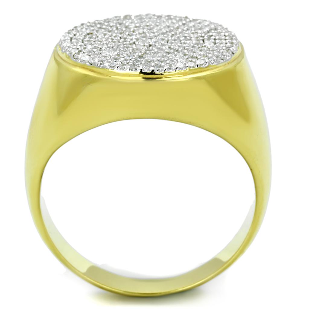 Gold+Rhodium 925 Sterling Silver Ring with AAA Grade CZ  in Clear