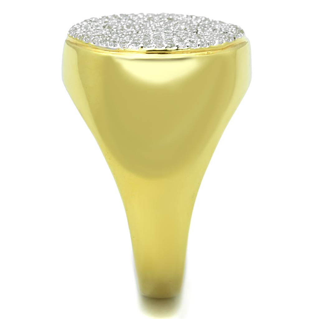 Gold+Rhodium 925 Sterling Silver Ring with AAA Grade CZ  in Clear