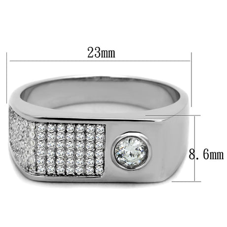 Rhodium 925 Sterling Silver Ring with AAA Grade CZ  in Clear