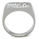 Rhodium 925 Sterling Silver Ring with AAA Grade CZ  in Clear