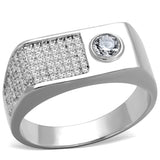 Rhodium 925 Sterling Silver Ring with AAA Grade CZ  in Clear