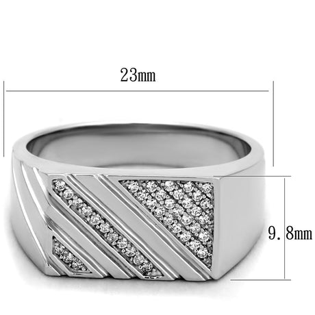 Rhodium 925 Sterling Silver Ring with AAA Grade CZ  in Clear