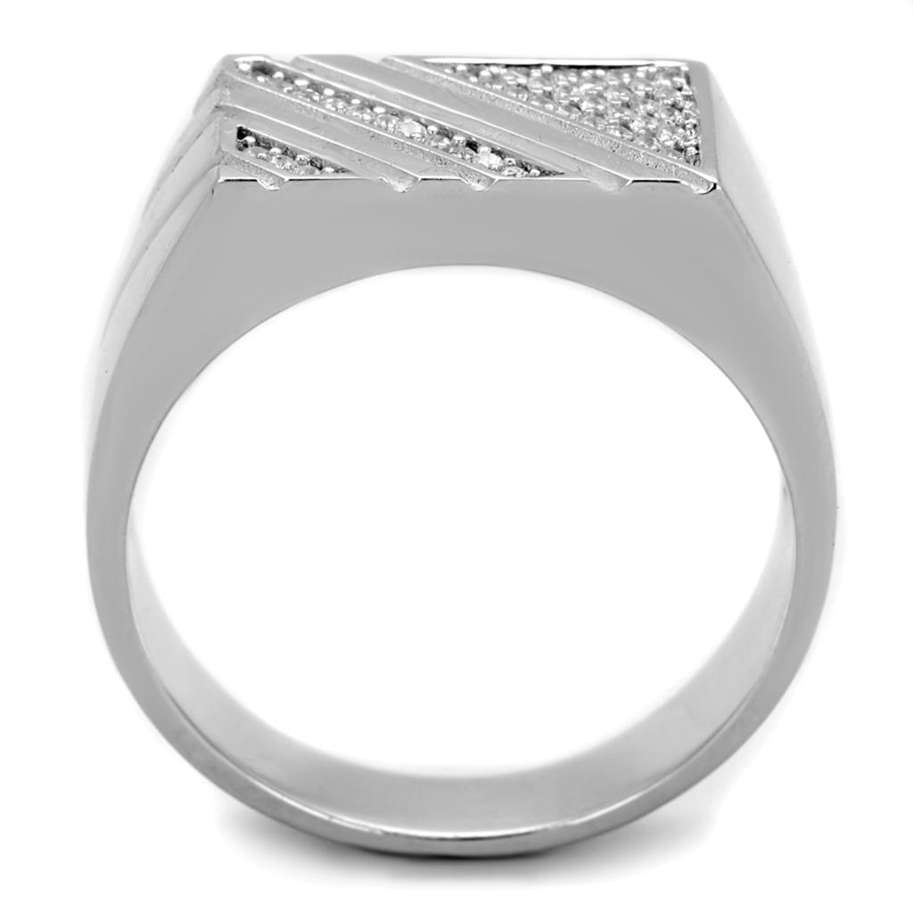 Rhodium 925 Sterling Silver Ring with AAA Grade CZ  in Clear