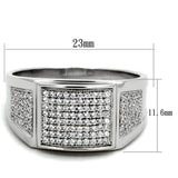 Rhodium 925 Sterling Silver Ring with AAA Grade CZ  in Clear