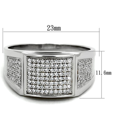 Rhodium 925 Sterling Silver Ring with AAA Grade CZ  in Clear