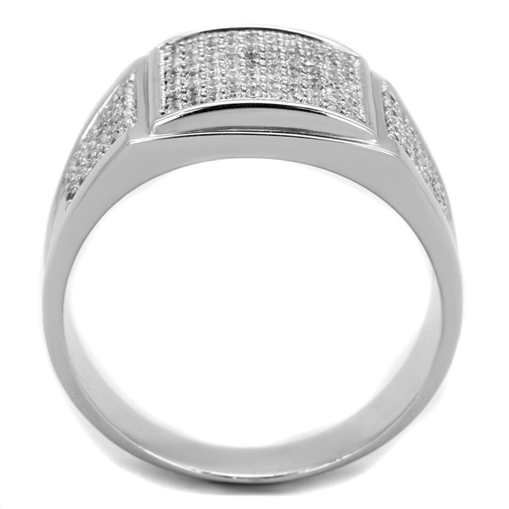 Rhodium 925 Sterling Silver Ring with AAA Grade CZ  in Clear