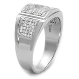 Rhodium 925 Sterling Silver Ring with AAA Grade CZ  in Clear