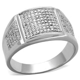 Rhodium 925 Sterling Silver Ring with AAA Grade CZ  in Clear