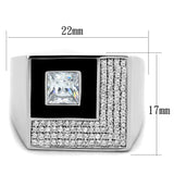 Rhodium 925 Sterling Silver Ring with AAA Grade CZ  in Clear