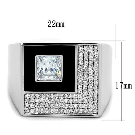 Rhodium 925 Sterling Silver Ring with AAA Grade CZ  in Clear