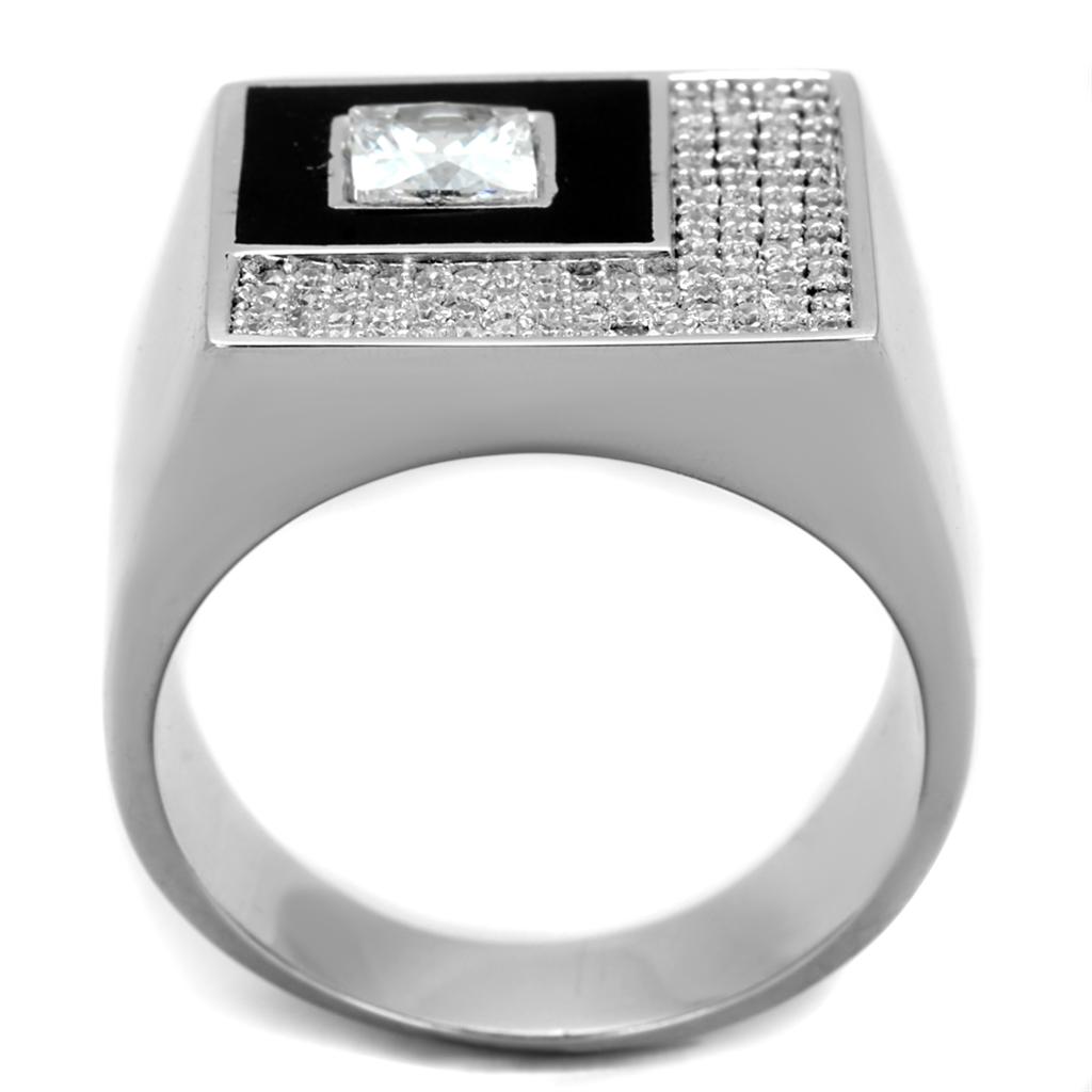 Rhodium 925 Sterling Silver Ring with AAA Grade CZ  in Clear