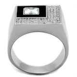 Rhodium 925 Sterling Silver Ring with AAA Grade CZ  in Clear