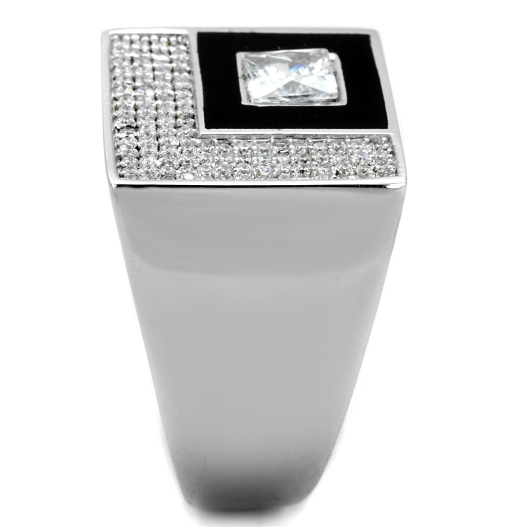 Rhodium 925 Sterling Silver Ring with AAA Grade CZ  in Clear