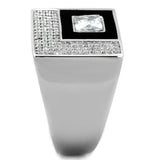 Rhodium 925 Sterling Silver Ring with AAA Grade CZ  in Clear