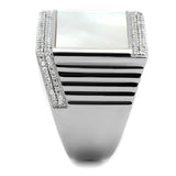 Rhodium 925 Sterling Silver Ring with Precious Stone Conch in White
