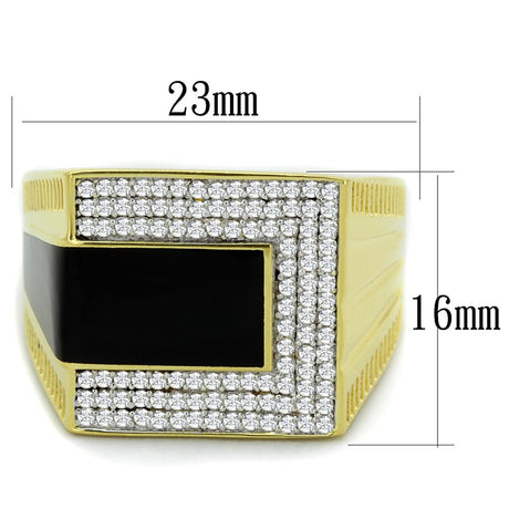 Gold+Rhodium 925 Sterling Silver Ring with AAA Grade CZ  in Clear