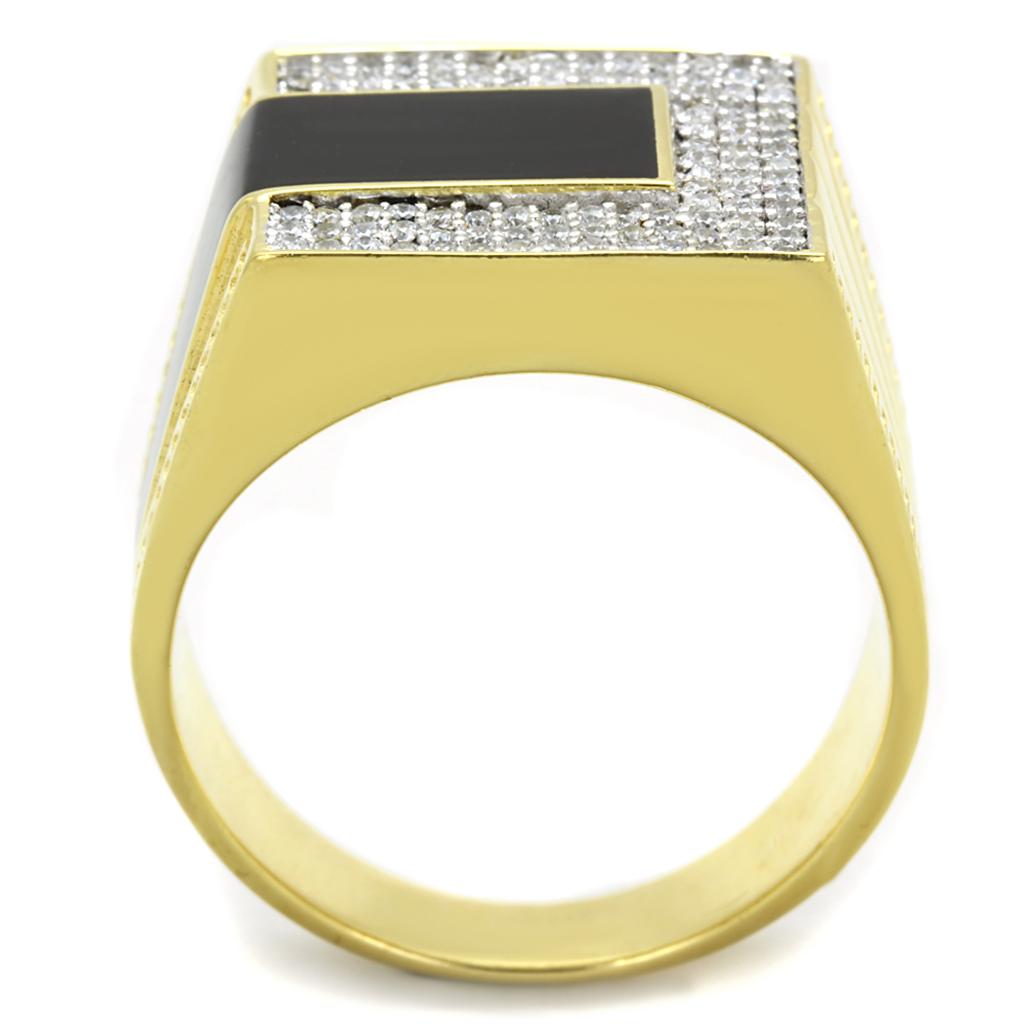 Gold+Rhodium 925 Sterling Silver Ring with AAA Grade CZ  in Clear