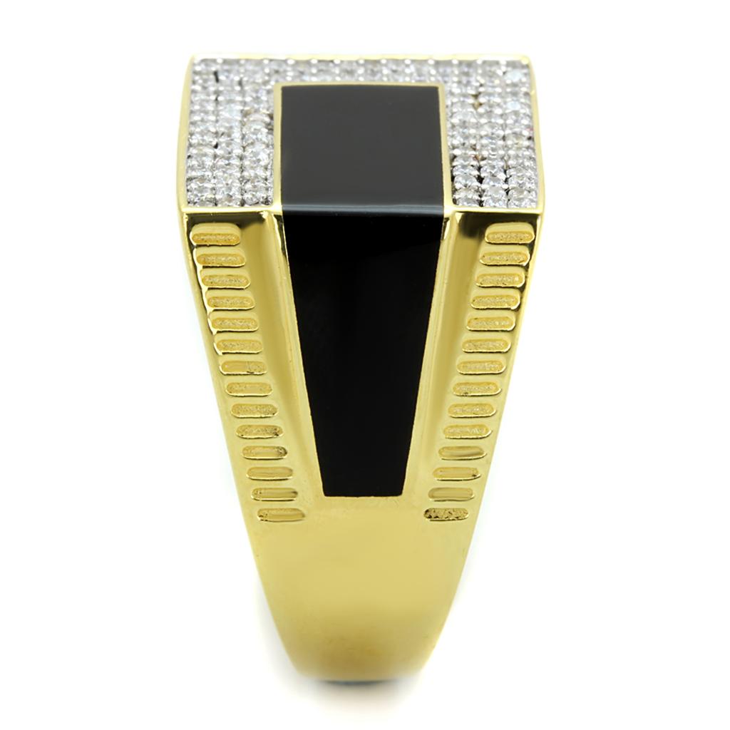 Gold+Rhodium 925 Sterling Silver Ring with AAA Grade CZ  in Clear