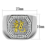 Reverse Two-Tone 925 Sterling Silver Ring with AAA Grade CZ  in Clear
