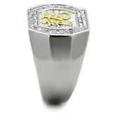 Reverse Two-Tone 925 Sterling Silver Ring with AAA Grade CZ  in Clear