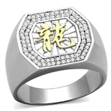 Reverse Two-Tone 925 Sterling Silver Ring with AAA Grade CZ  in Clear