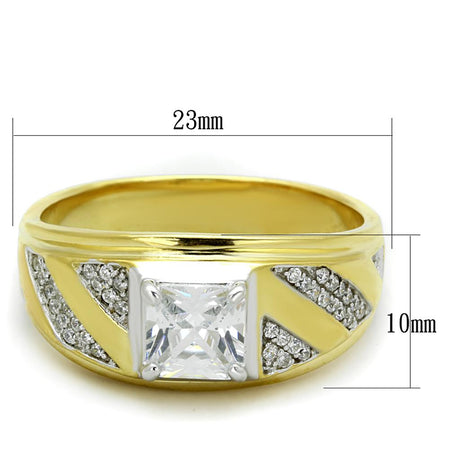 Gold+Rhodium 925 Sterling Silver Ring with AAA Grade CZ  in Clear