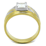 Gold+Rhodium 925 Sterling Silver Ring with AAA Grade CZ  in Clear