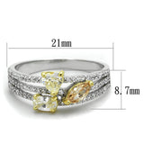 Reverse Two-Tone 925 Sterling Silver Ring with AAA Grade CZ  in Multi Color