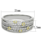 Reverse Two-Tone 925 Sterling Silver Ring with AAA Grade CZ  in Clear