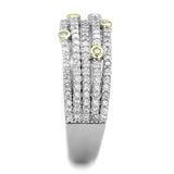 Reverse Two-Tone 925 Sterling Silver Ring with AAA Grade CZ  in Clear
