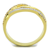 Gold+Rhodium 925 Sterling Silver Ring with AAA Grade CZ  in Champagne