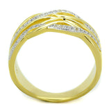 Gold+Rhodium 925 Sterling Silver Ring with AAA Grade CZ  in Clear