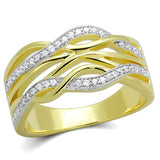 Gold+Rhodium 925 Sterling Silver Ring with AAA Grade CZ  in Clear