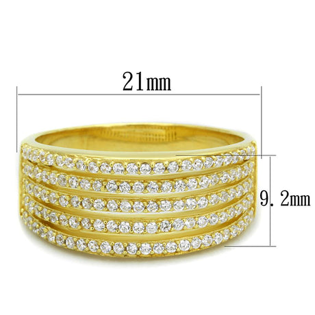 Gold 925 Sterling Silver Ring with AAA Grade CZ  in Clear