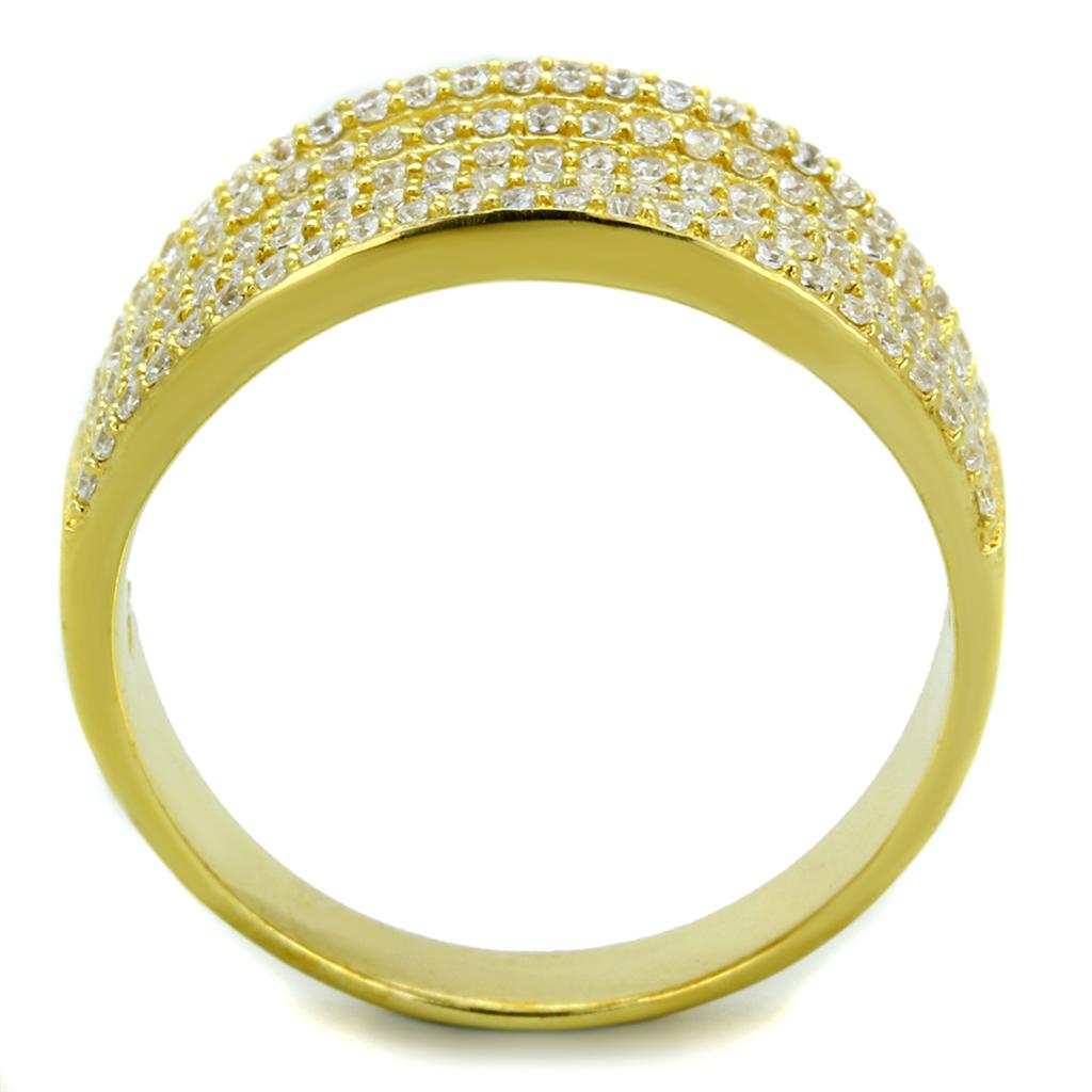 Gold 925 Sterling Silver Ring with AAA Grade CZ  in Clear