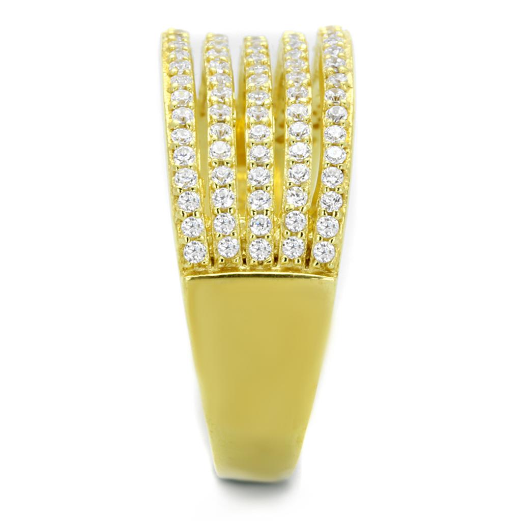 Gold 925 Sterling Silver Ring with AAA Grade CZ  in Clear