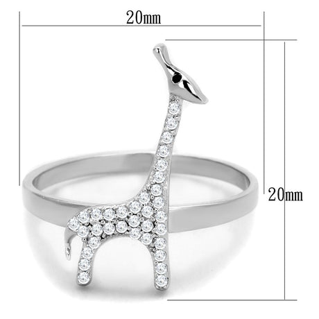 Rhodium 925 Sterling Silver Ring with AAA Grade CZ  in Clear