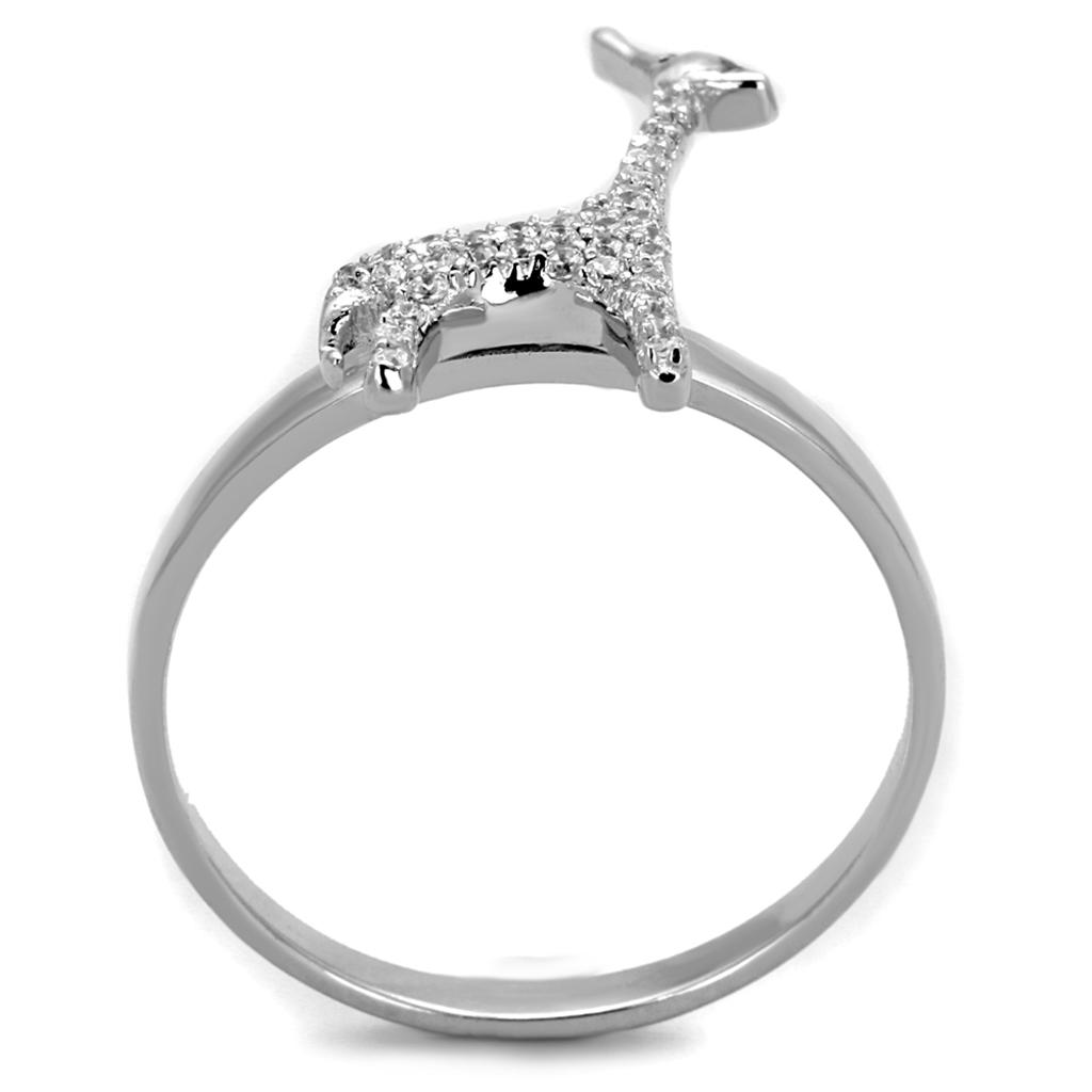 Rhodium 925 Sterling Silver Ring with AAA Grade CZ  in Clear