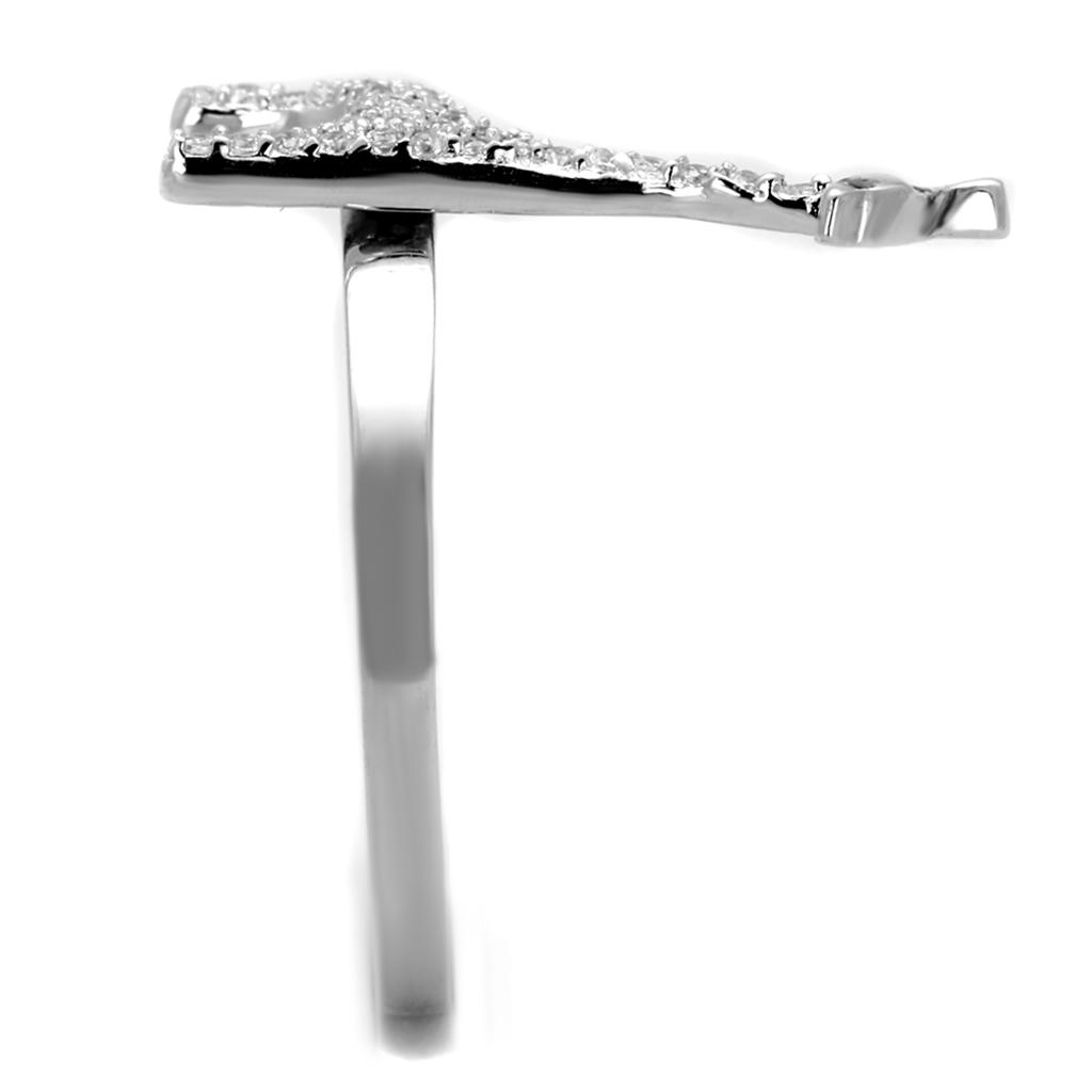 Rhodium 925 Sterling Silver Ring with AAA Grade CZ  in Clear