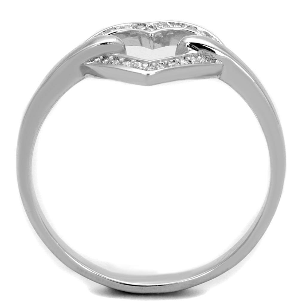 Rhodium 925 Sterling Silver Ring with AAA Grade CZ  in Clear