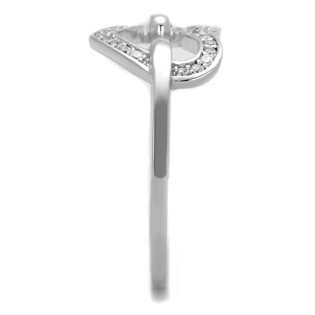 Rhodium 925 Sterling Silver Ring with AAA Grade CZ  in Clear