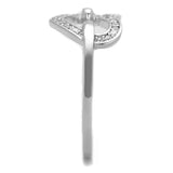 Rhodium 925 Sterling Silver Ring with AAA Grade CZ  in Clear