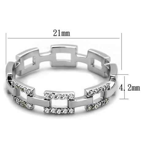 Rhodium 925 Sterling Silver Ring with AAA Grade CZ  in Clear