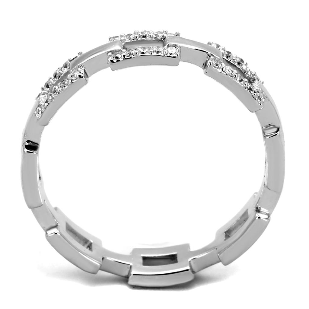 Rhodium 925 Sterling Silver Ring with AAA Grade CZ  in Clear